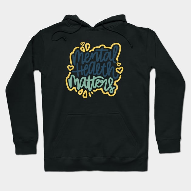 Mental Health Matters - Blue / Mustard Hoodie by hoddynoddy